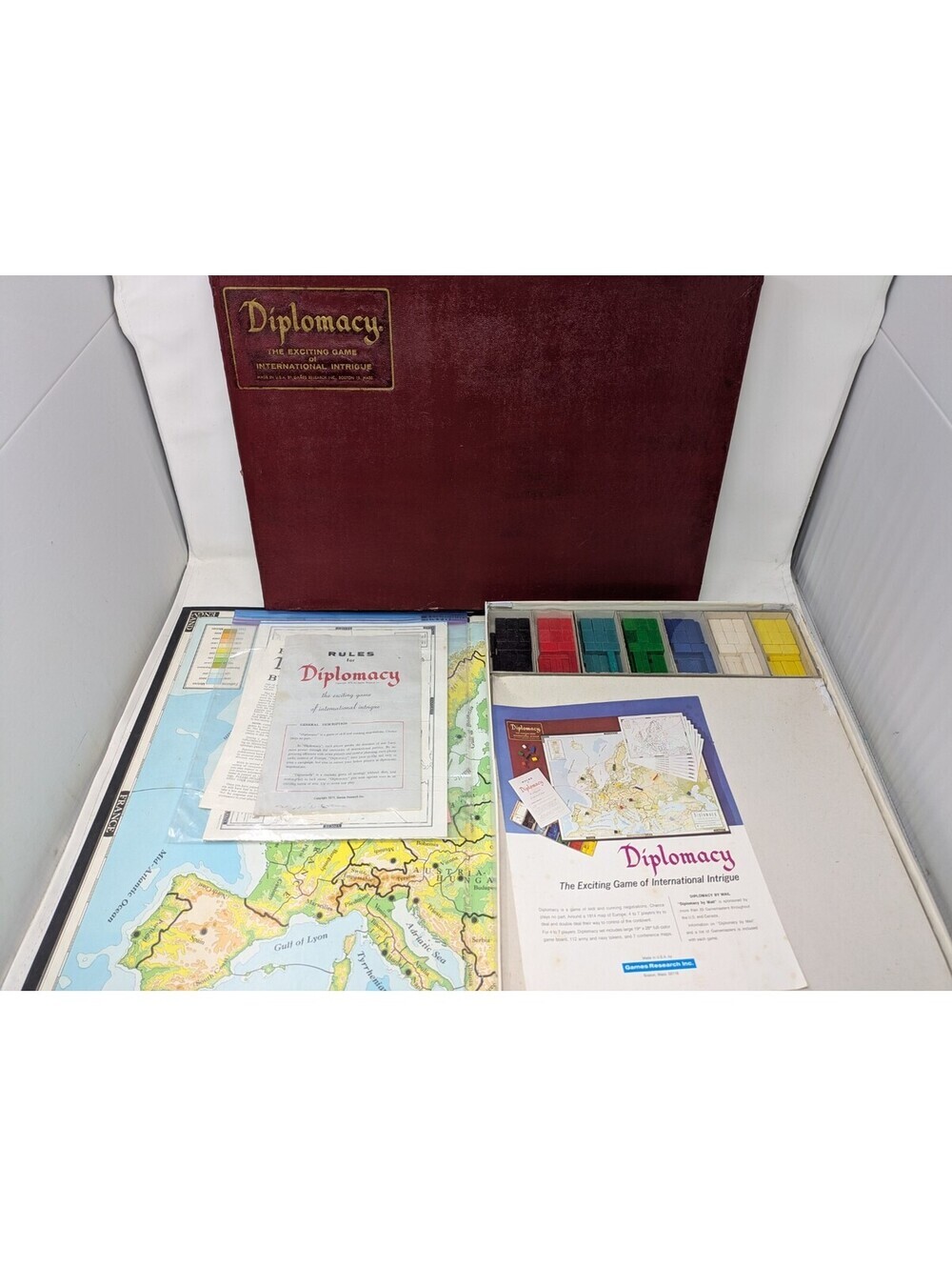 Vintage Diplomacy Game Games Research 1971 Model 9100 Red Box 100% Board Game